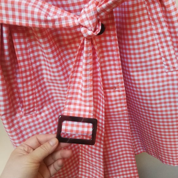 🌻 Lands' End Orange Plaid Rain Coat - Picture 7 of 10